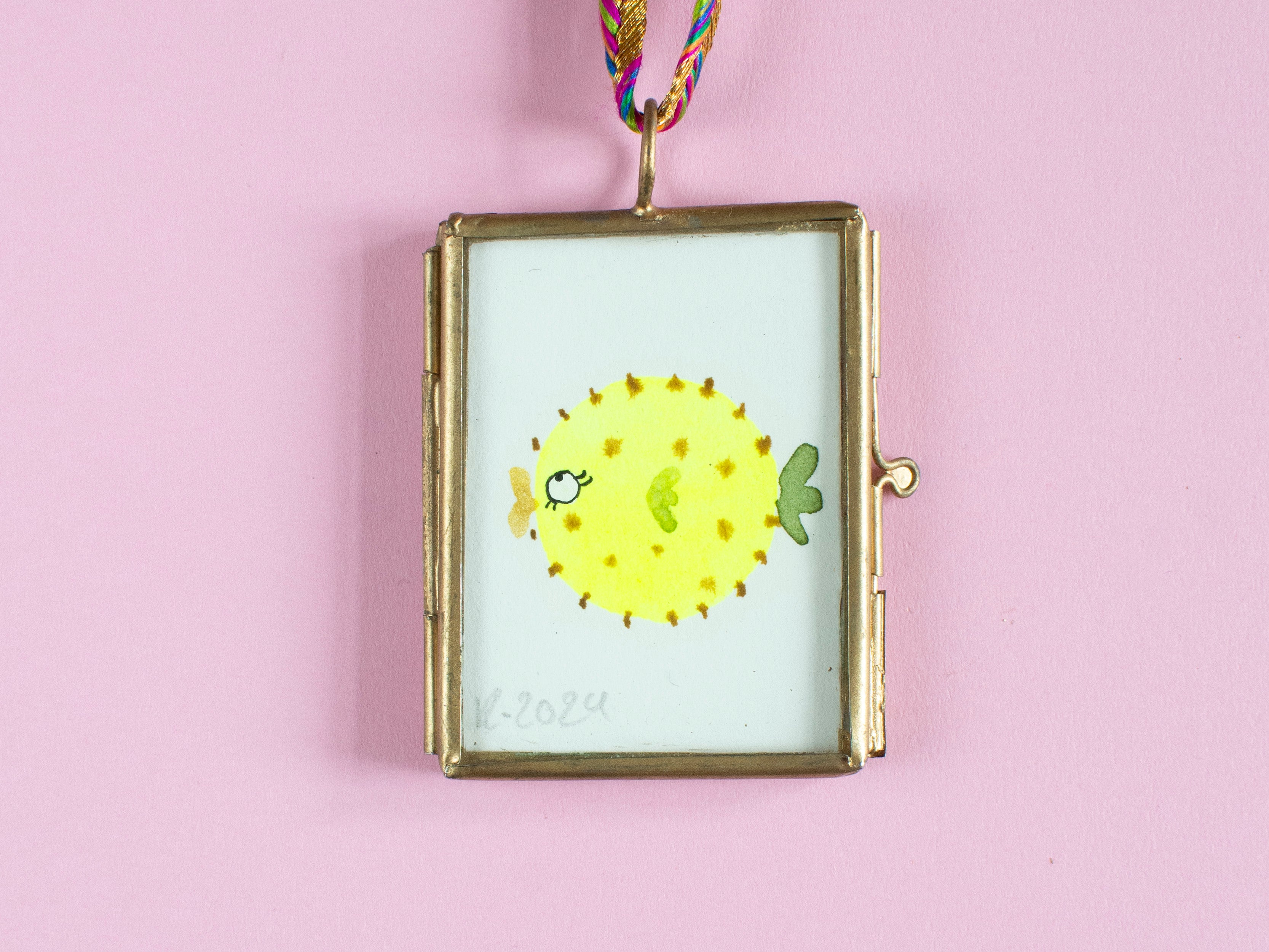 Mini-Aquarell Kugelfisch Neon