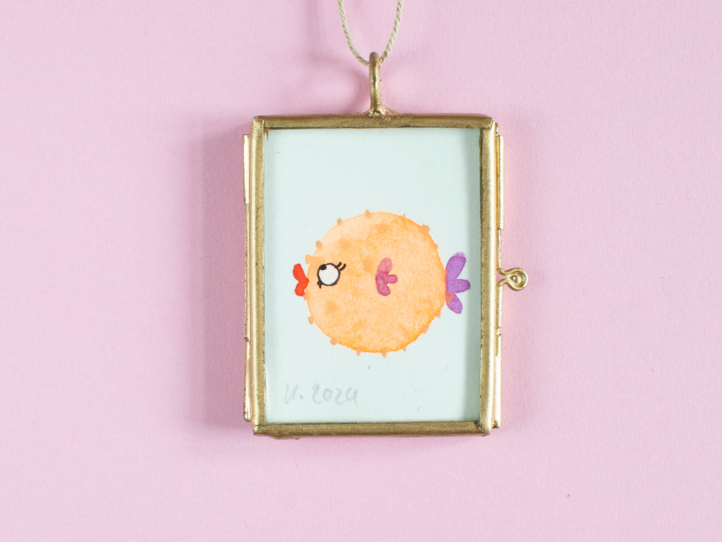 Mini-Aquarell Kugelfisch Neon