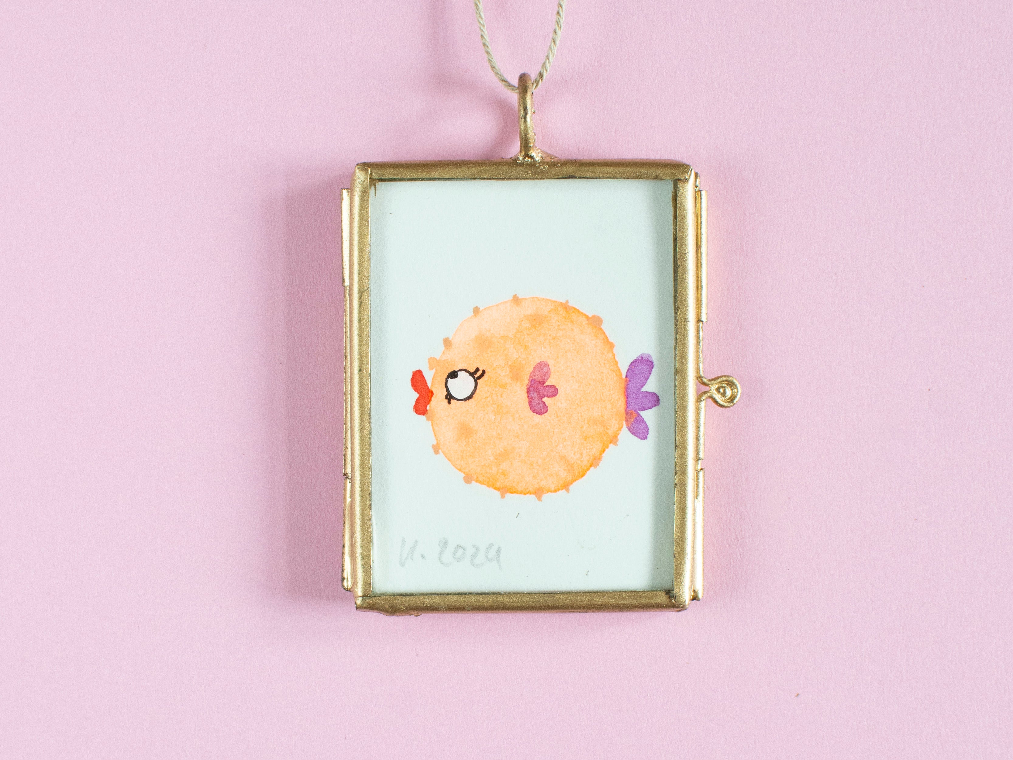 Mini-Aquarell Kugelfisch Neon