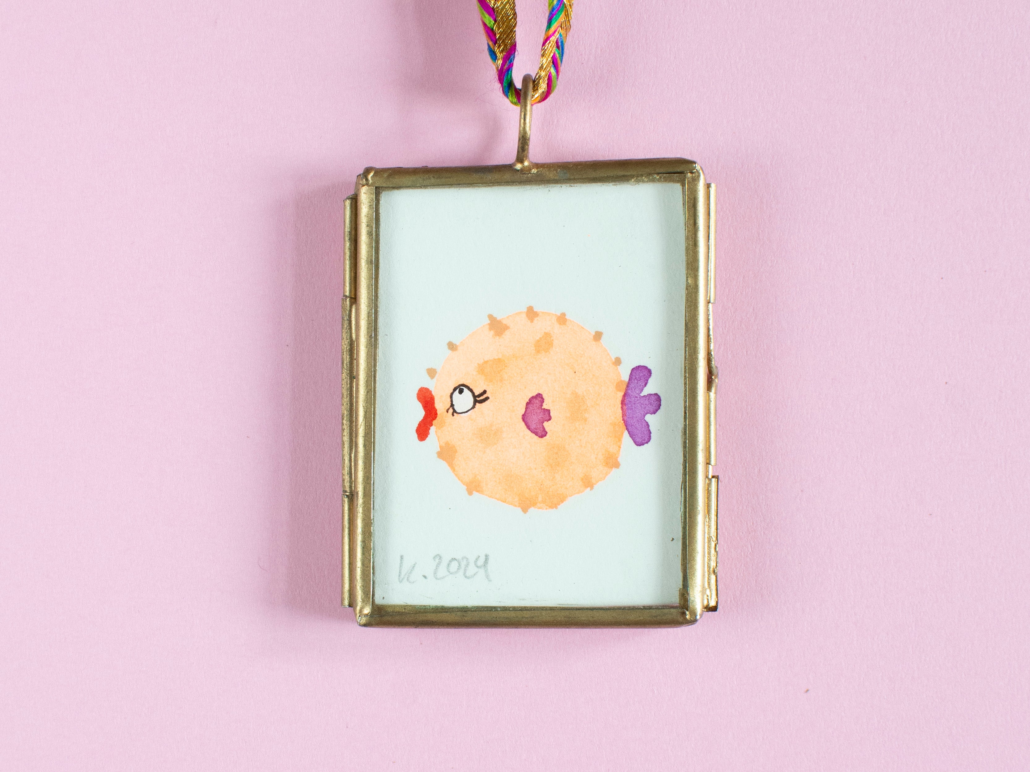 Mini-Aquarell Kugelfisch Neon