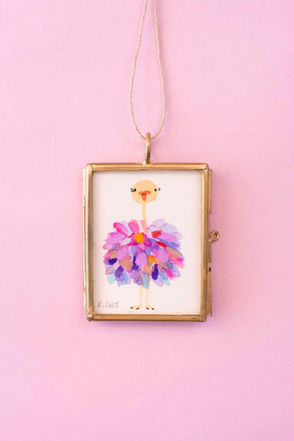 Mini-Aquarell Vogel Strauß - Pastell