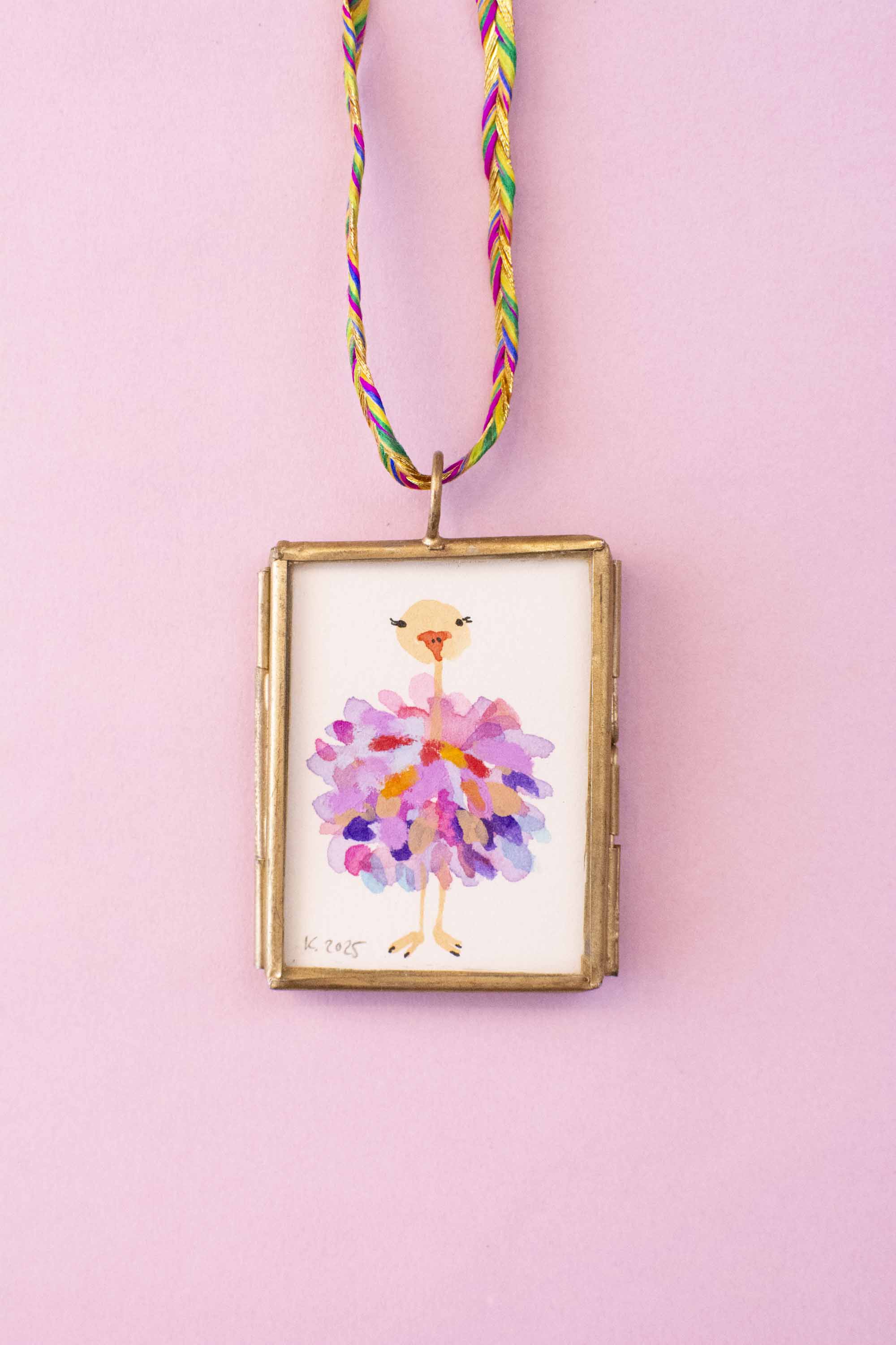 Mini-Aquarell Vogel Strauß - Pastell