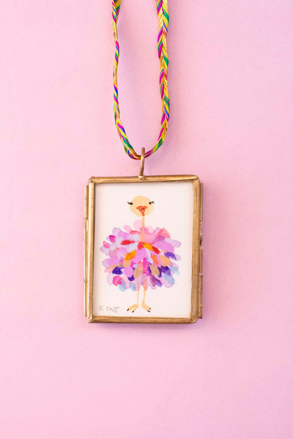 Mini-Aquarell Vogel Strauß - Pastell