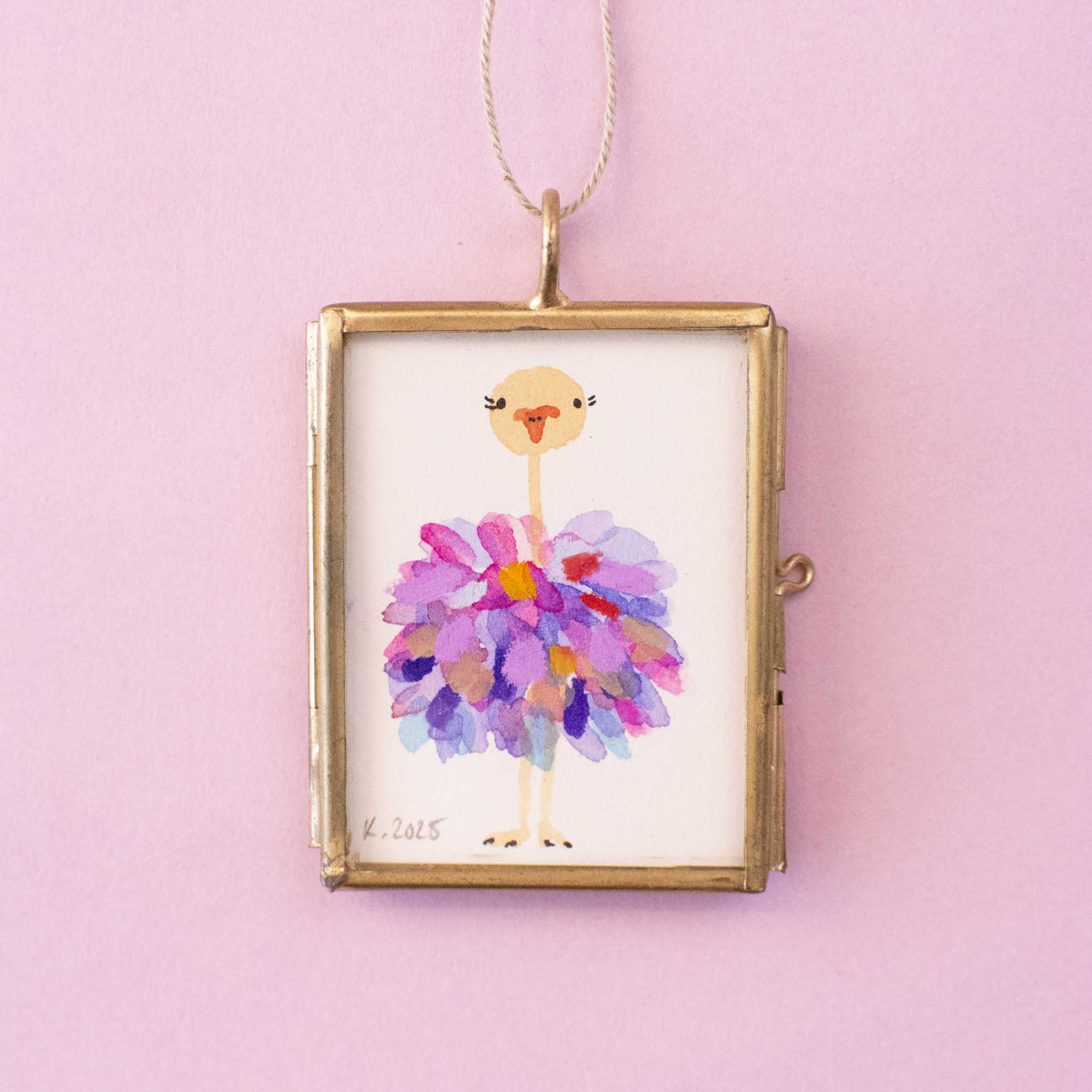 mini aquarell vogel strauss lila 013 1 1 red