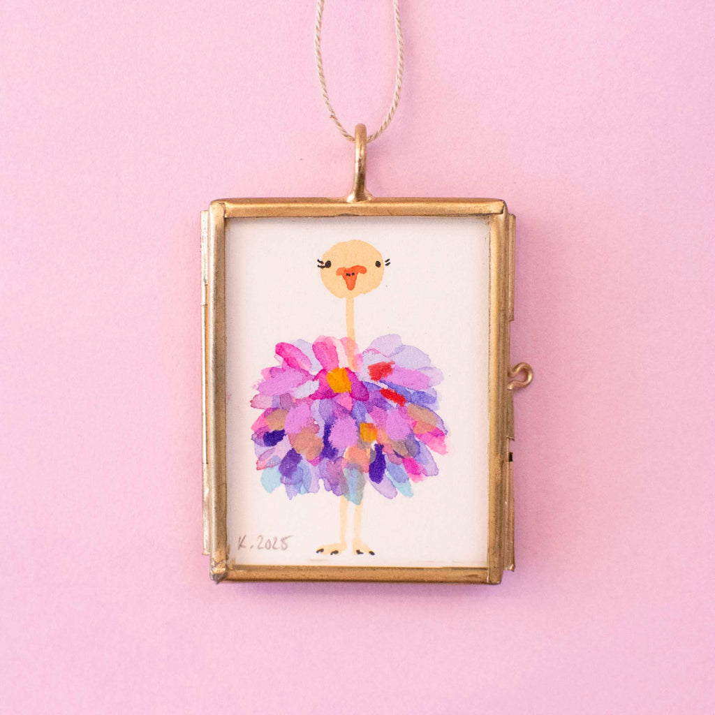 Mini-Aquarell Vogel Strauß - Pastell