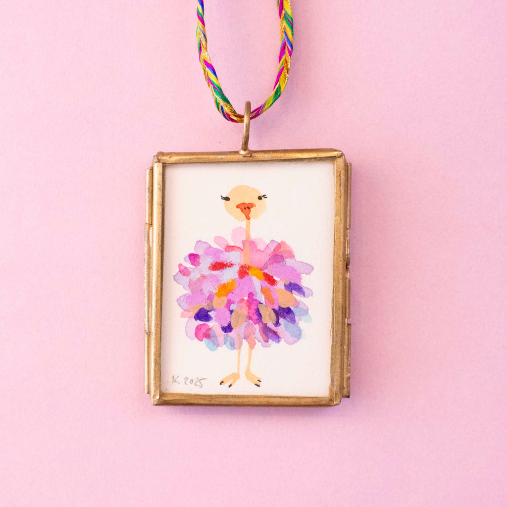Mini-Aquarell Vogel Strauß - Pastell