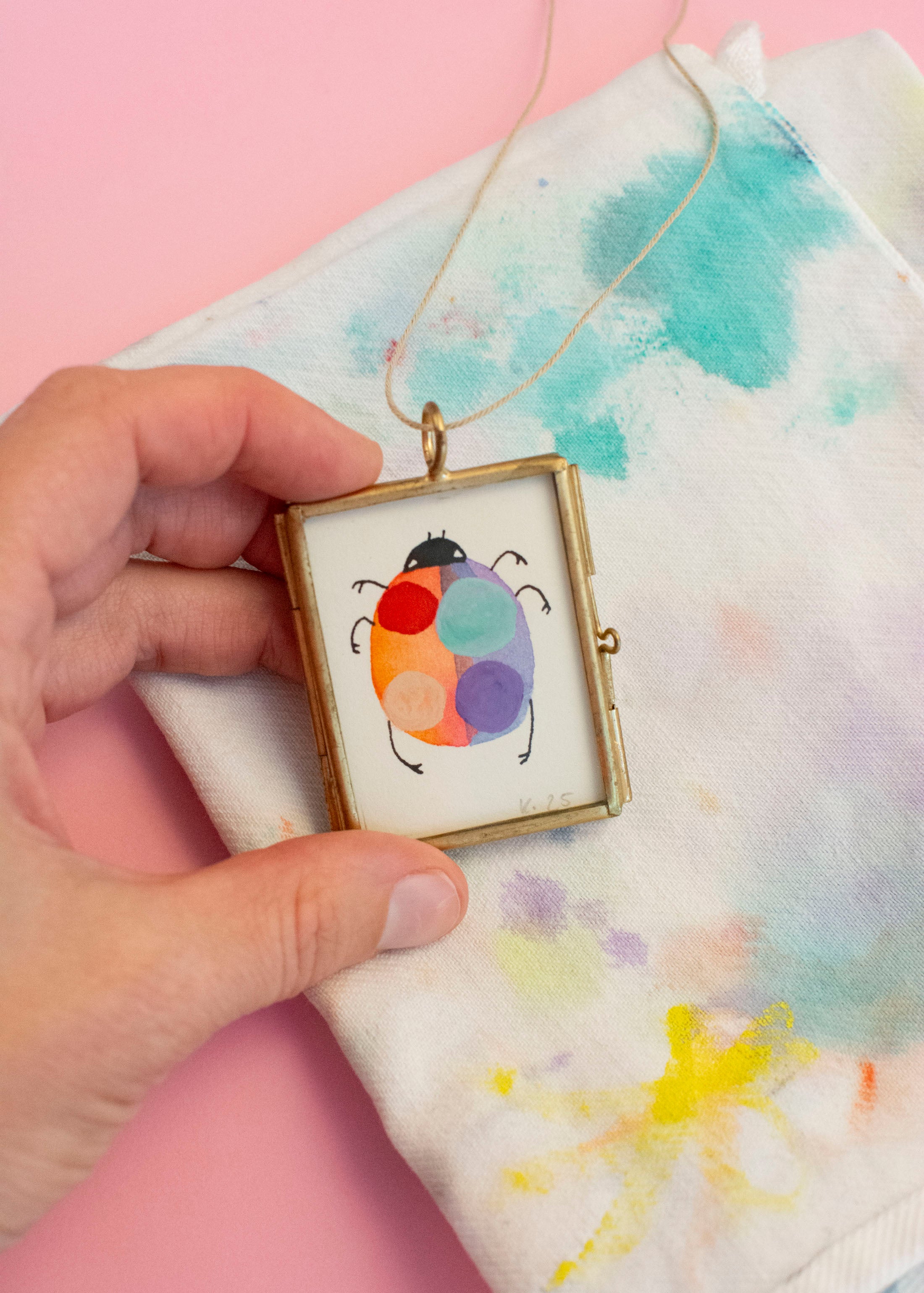 Mini-Aquarell Glückskäfer - Pastell