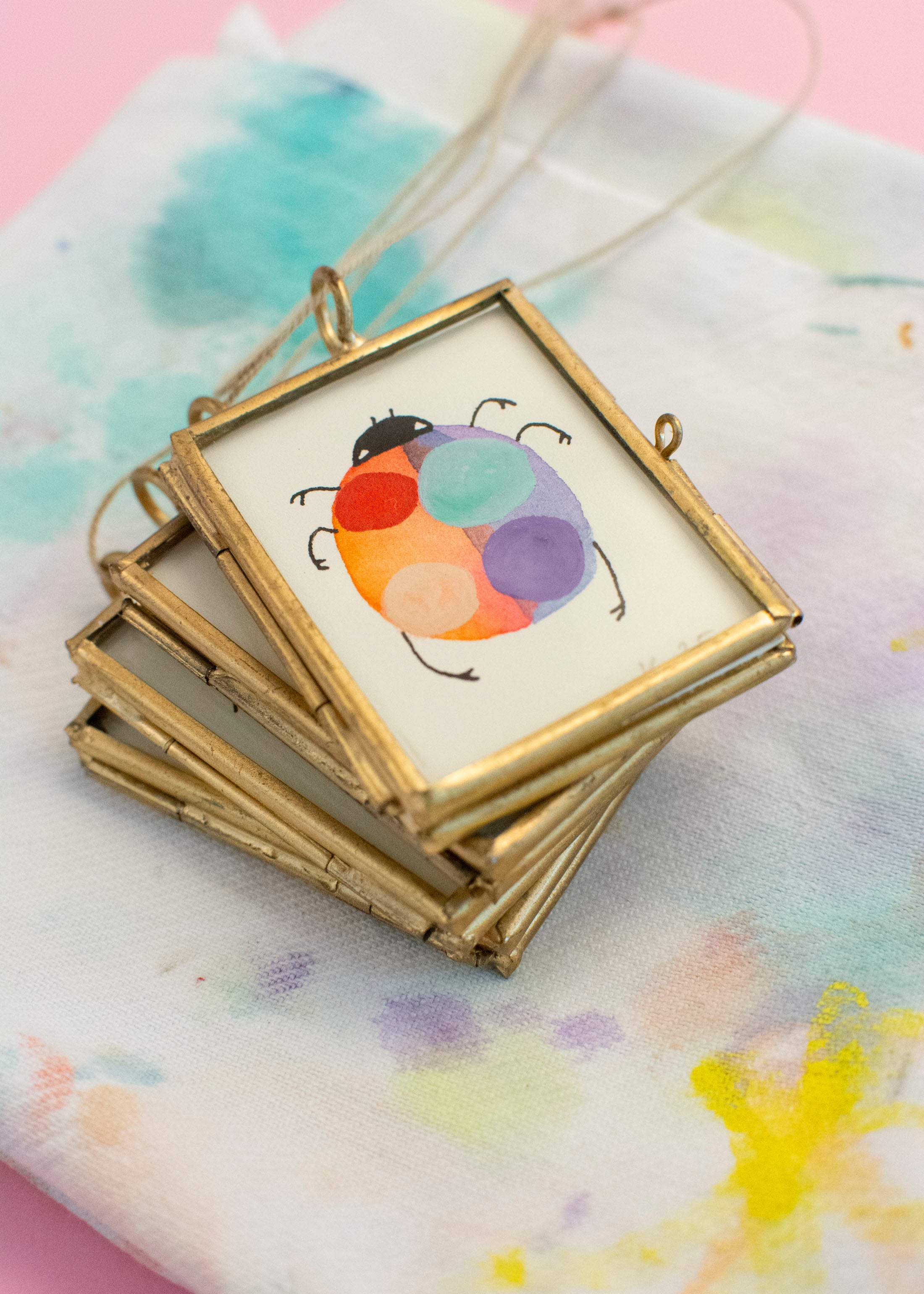 Mini-Aquarell Glückskäfer - Pastell