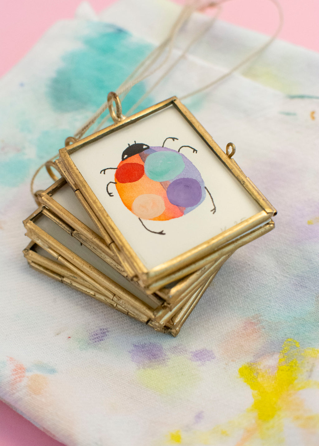 Mini-Aquarell Glückskäfer - Pastell
