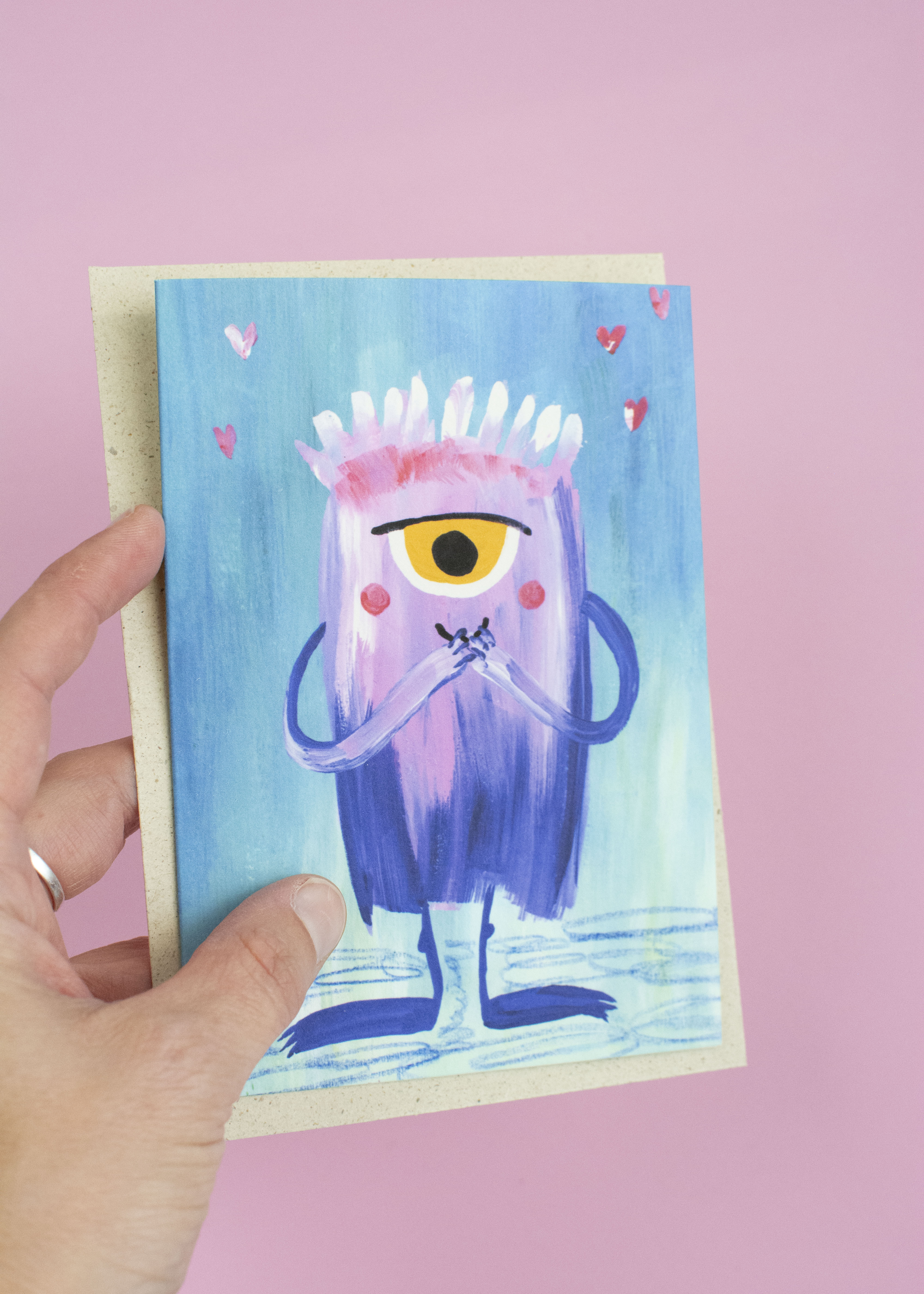 Halloweenkarte einäugiges Monster