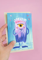Halloweenkarte einäugiges Monster