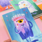 Halloweenkarte einäugiges Monster
