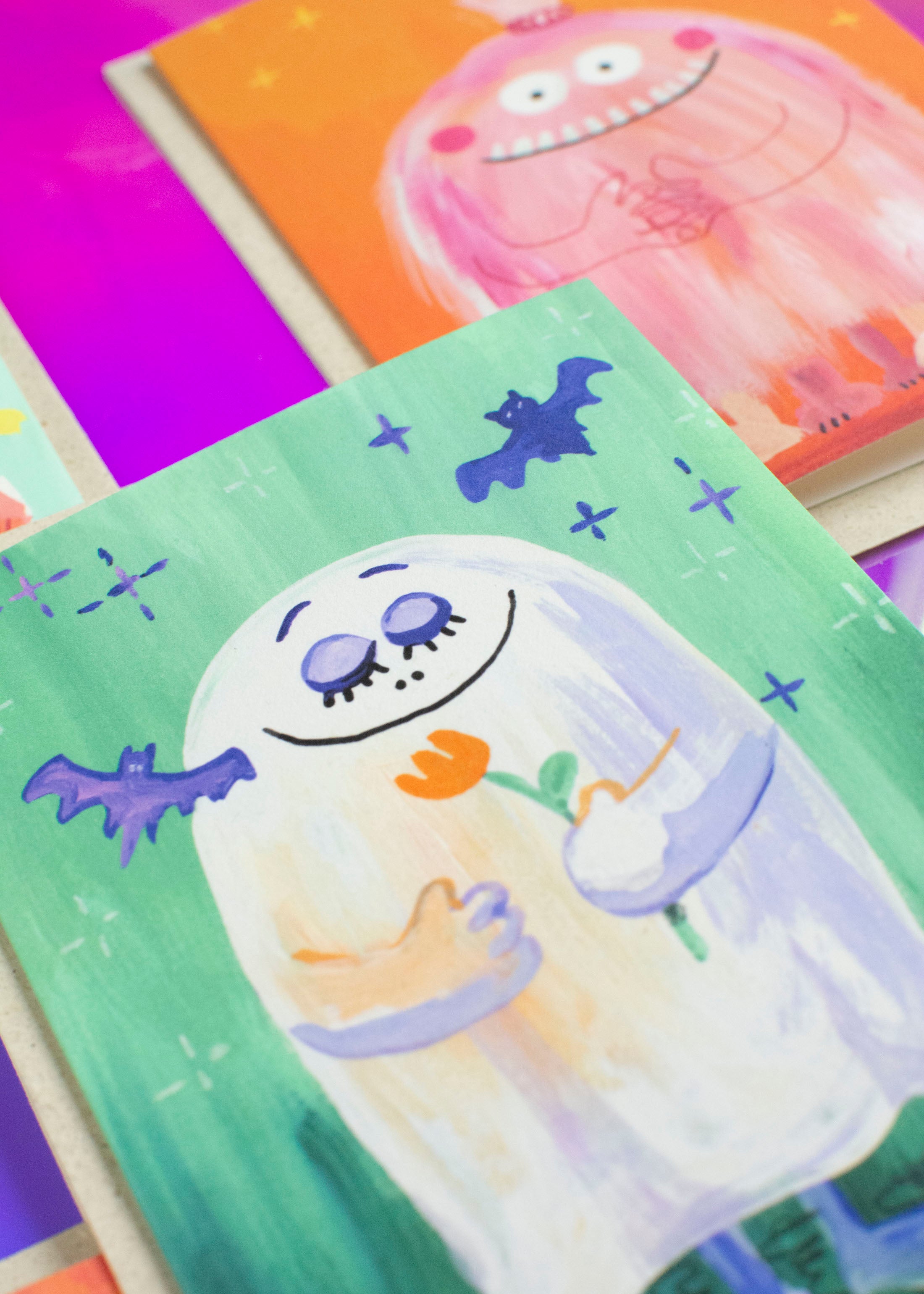 5er Set Halloween Karten Monster