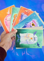5er Set Halloween Karten Monster