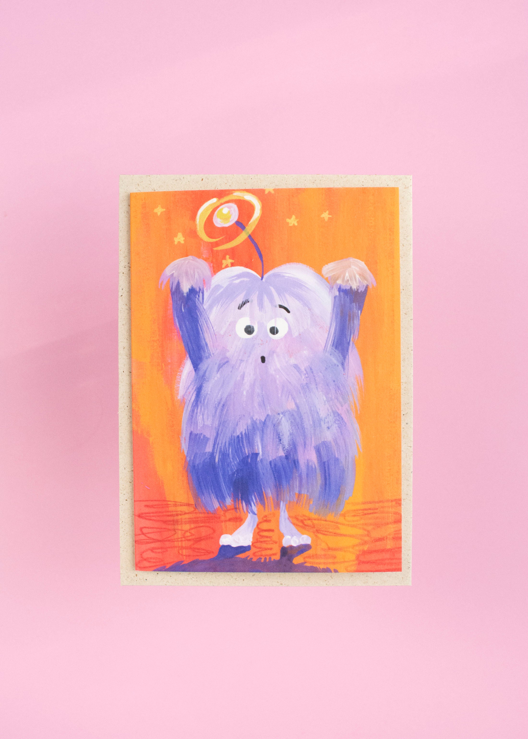 Halloweenkarte lila Fellmonster