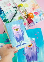 5er Set Halloween Karten Monster