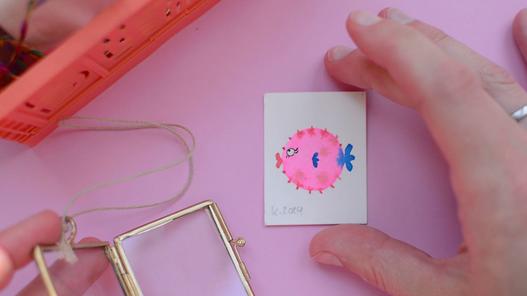 Mini-Aquarell Kugelfisch Neon