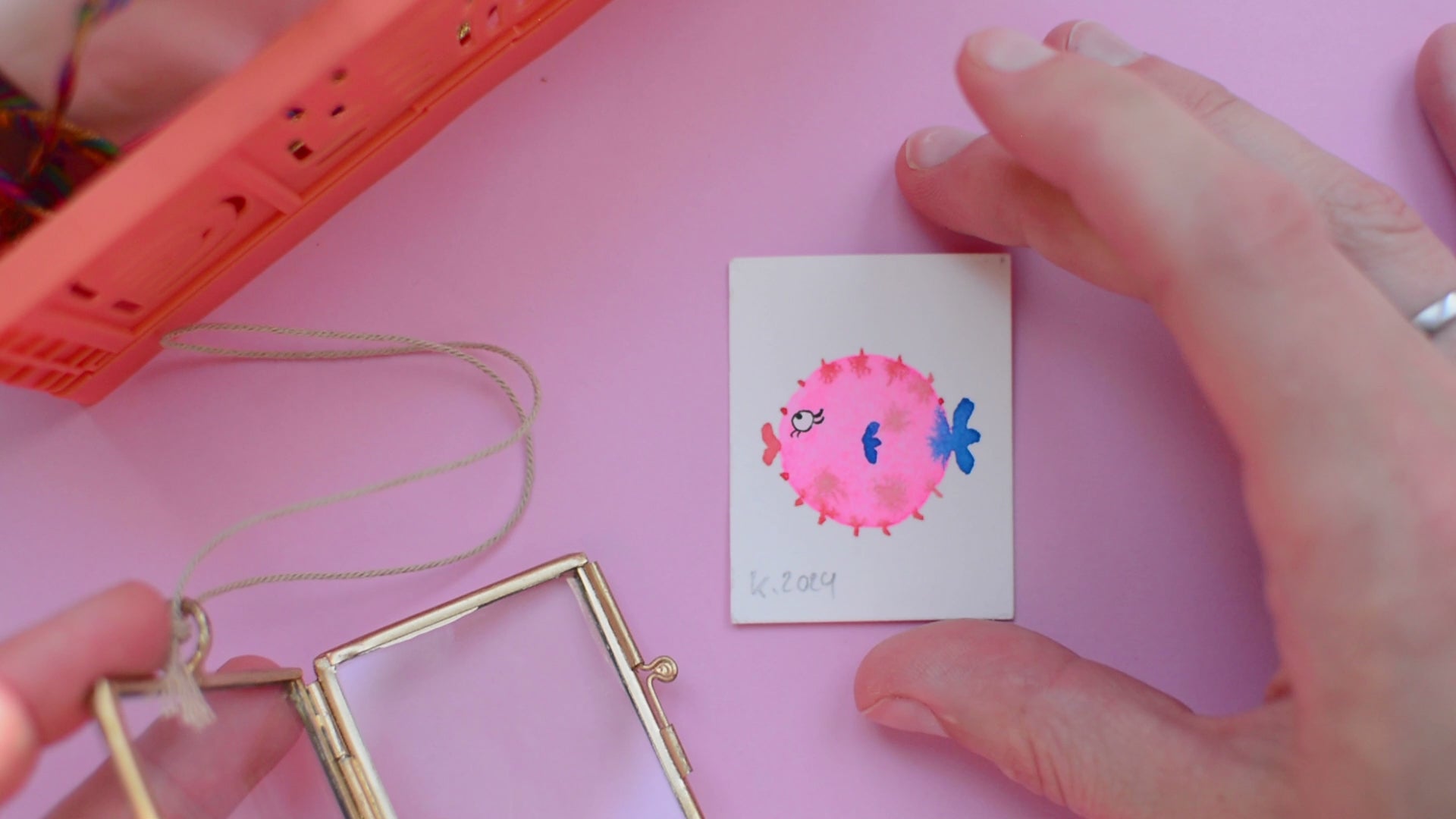 Mini-Aquarell Kugelfisch Neon