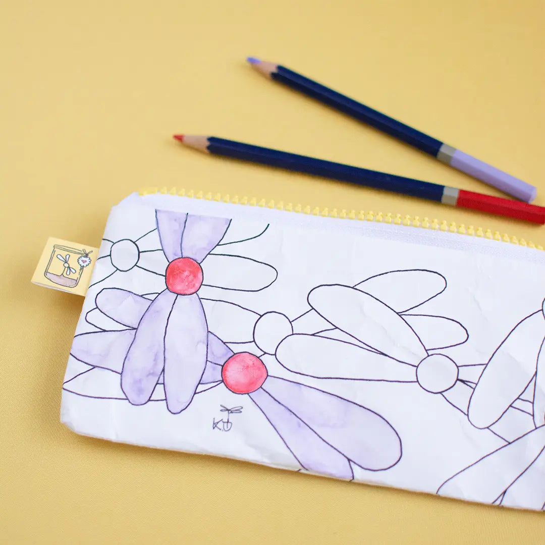 Stiftemäppchen zum Ausmalen "Blumenschmusen" - Handarbeit