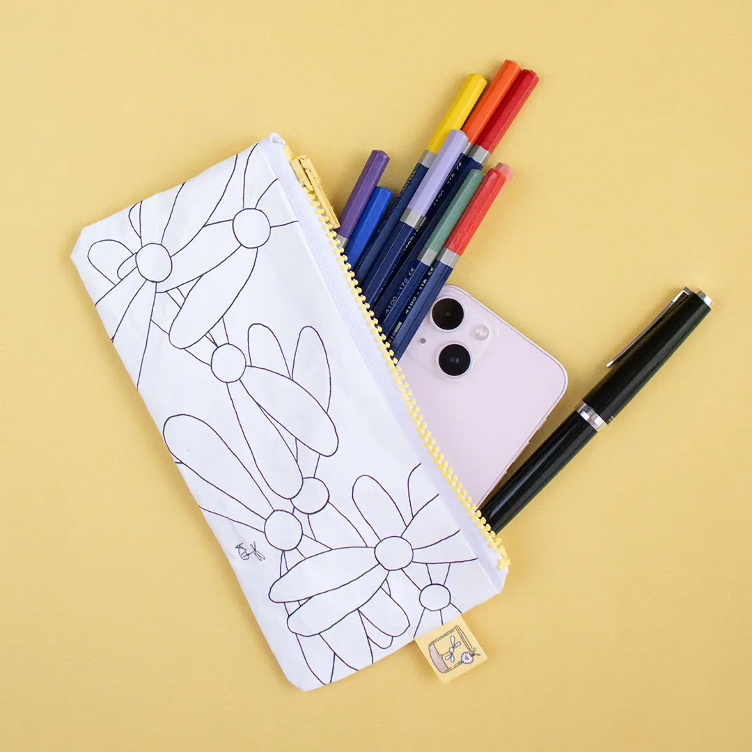 Stiftemäppchen zum Ausmalen "Blumenschmusen" - Handarbeit