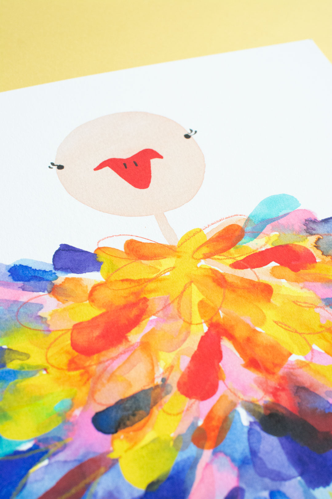 Kunstdruck "Vogel Strauß" mit handgemalten Details