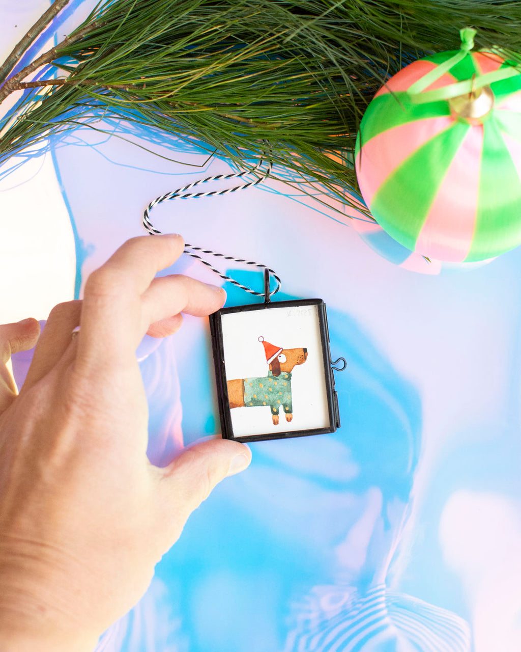 Mini-Aquarell Weihnachtsdackel