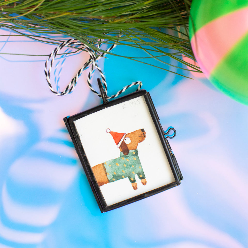 Mini-Aquarell Weihnachtsdackel