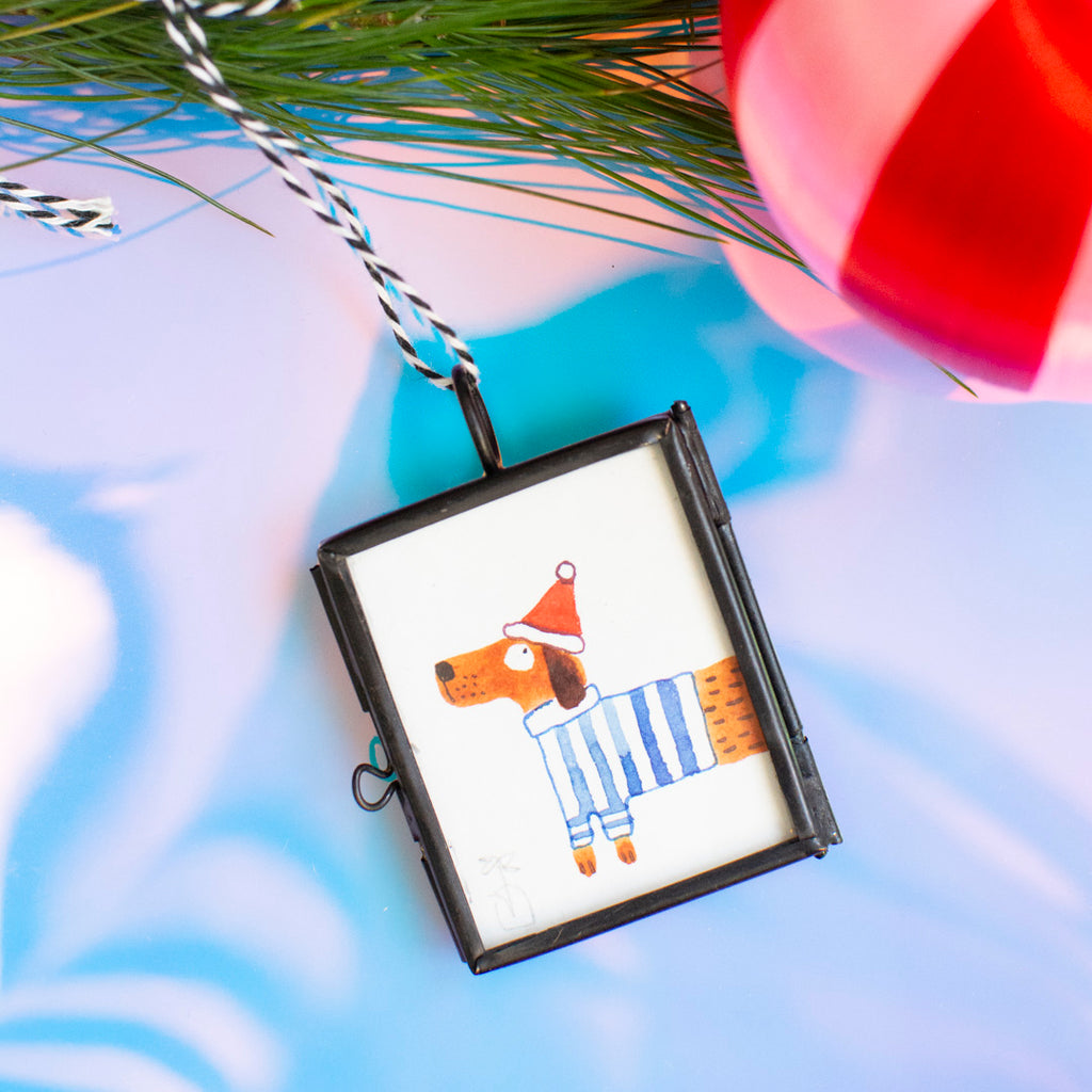 Mini-Aquarell Weihnachtsdackel