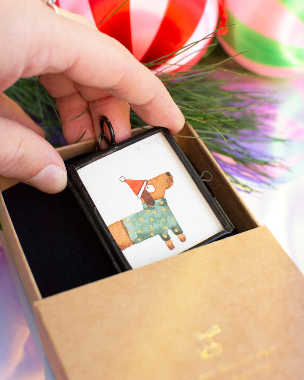 Mini-Aquarell Weihnachtsdackel