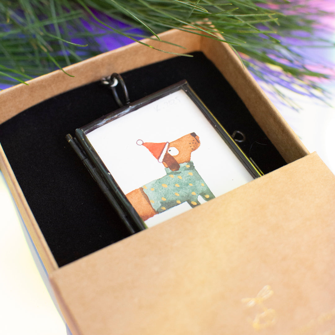 Mini-Aquarell Weihnachtsdackel