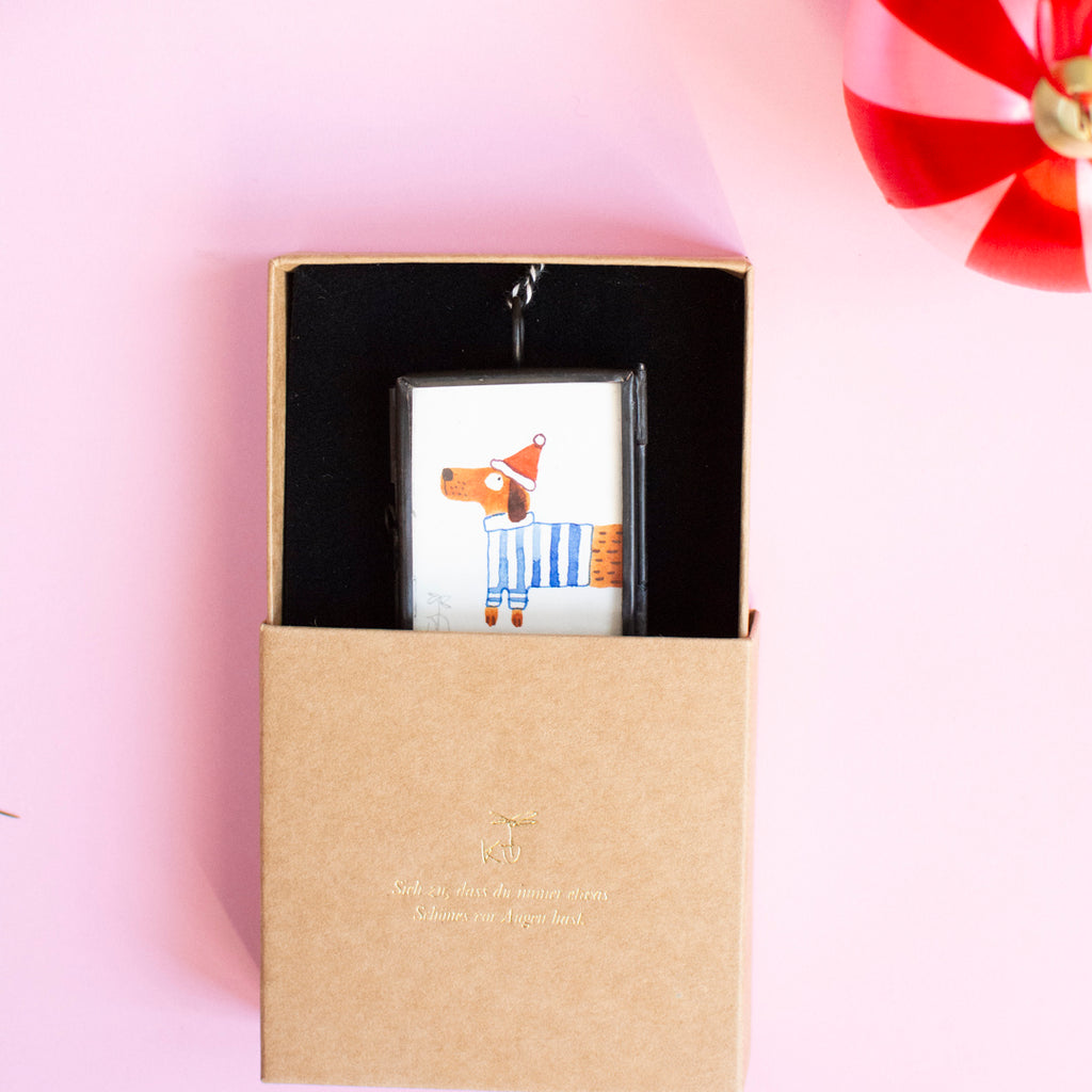 Mini-Aquarell Weihnachtsdackel