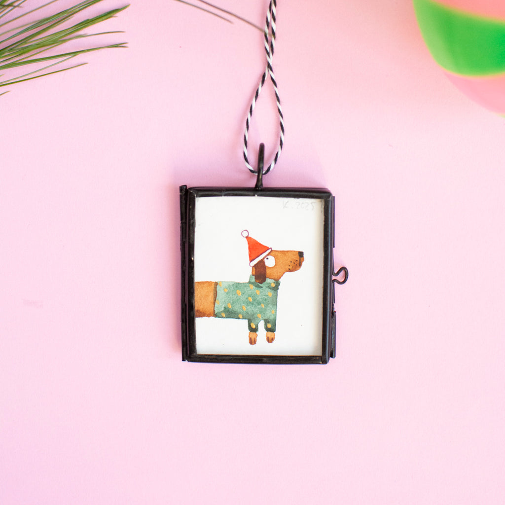 Mini-Aquarell Weihnachtsdackel