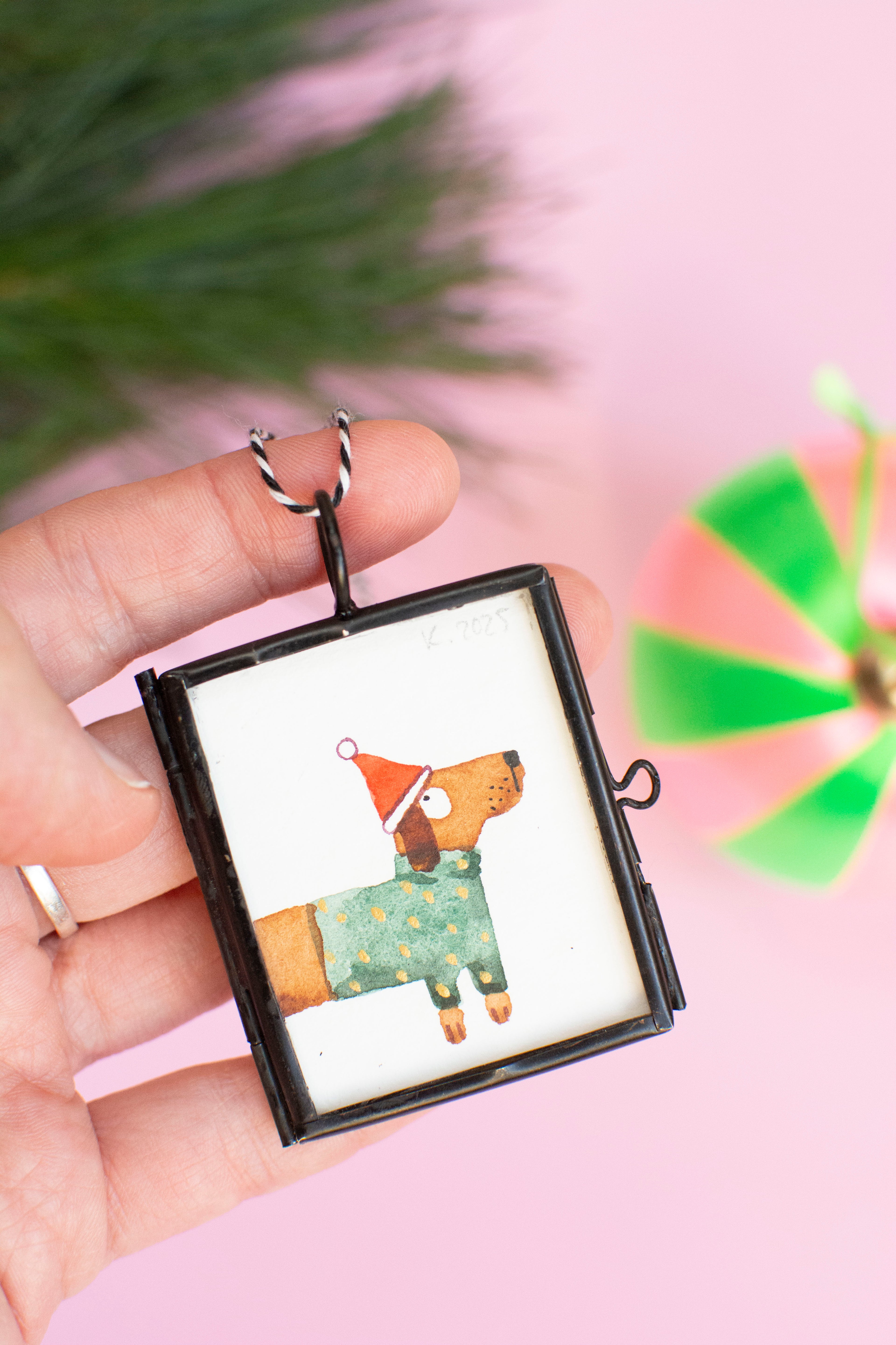 Mini-Aquarell Weihnachtsdackel