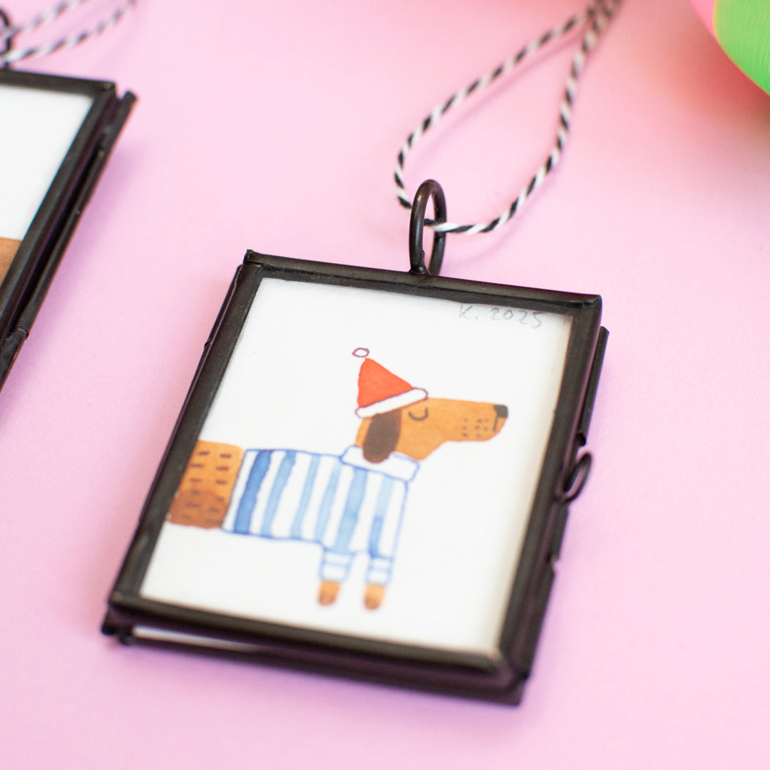 Mini-Aquarell Weihnachtsdackel