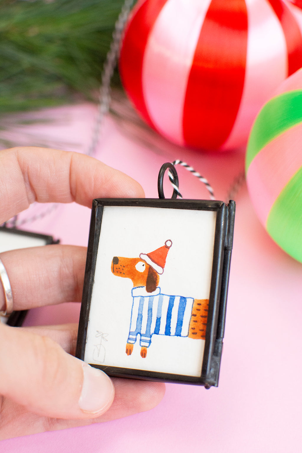 Mini-Aquarell Weihnachtsdackel